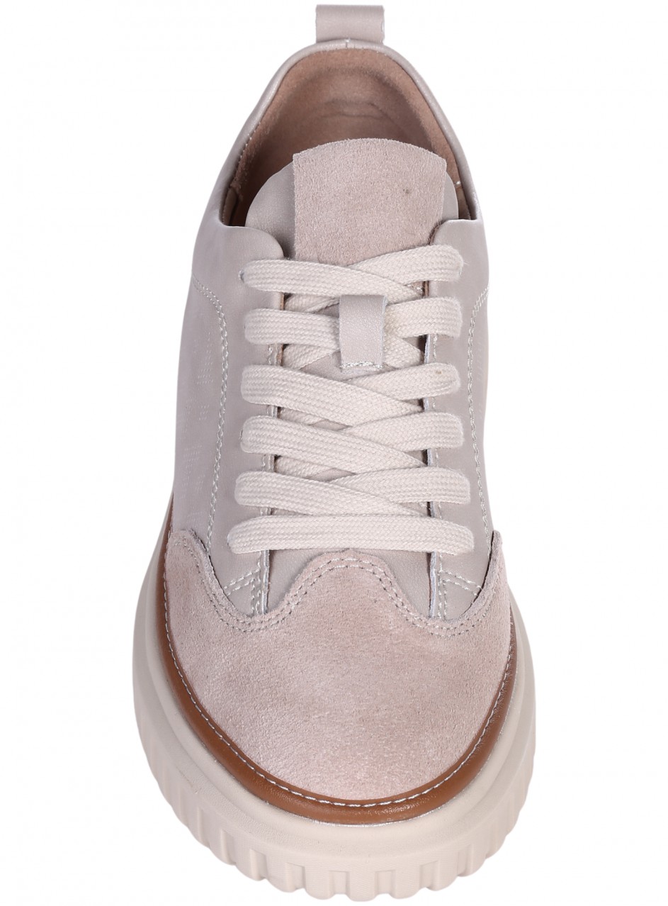 Ежедневни дамски обувки от естествена кожа и велур в бежово 3AF-26010 beige