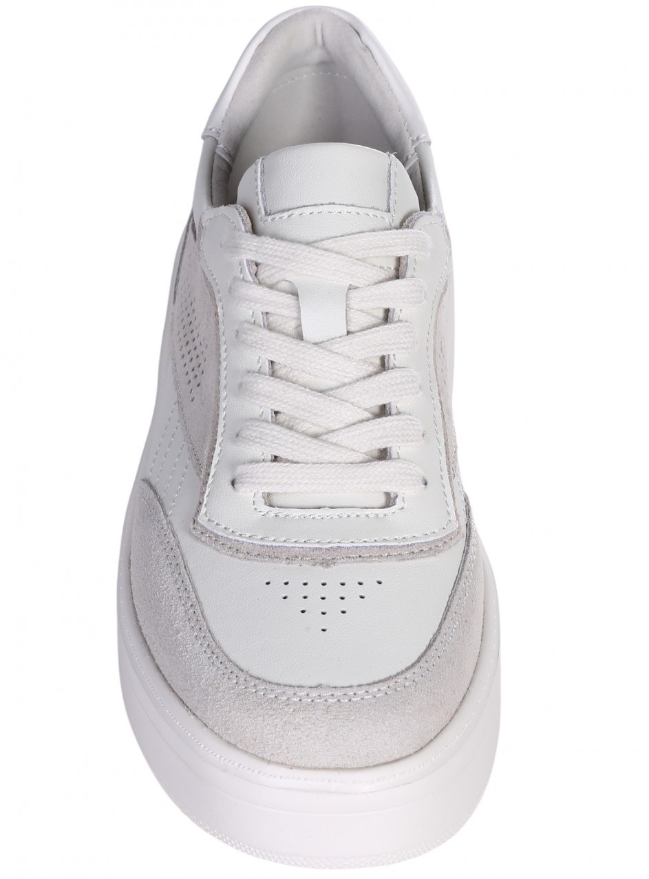 Ежедневни дамски обувки на платформа от естествена кожа и велур в бежово 3AF-26012 beige