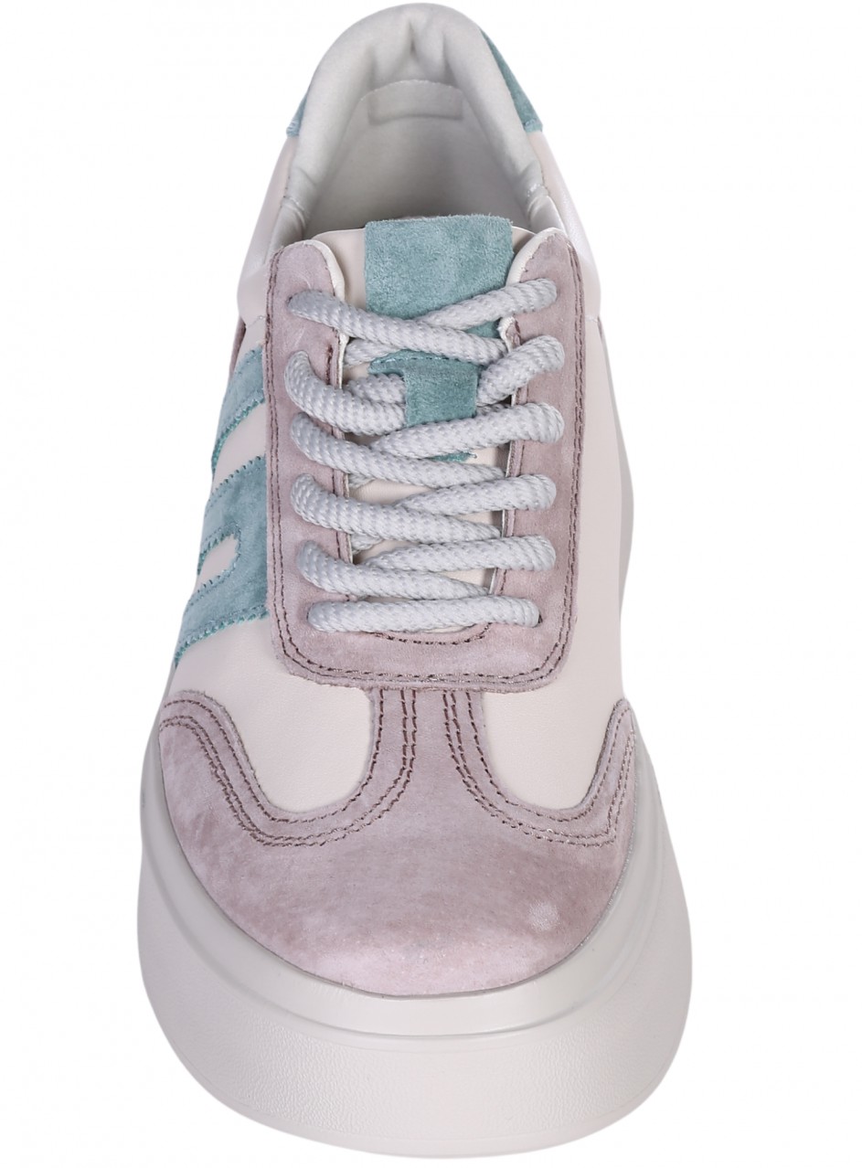 Ежедневни дамски обувки на платформа от естествена кожа и велур в бежово 3AF-26014 beige