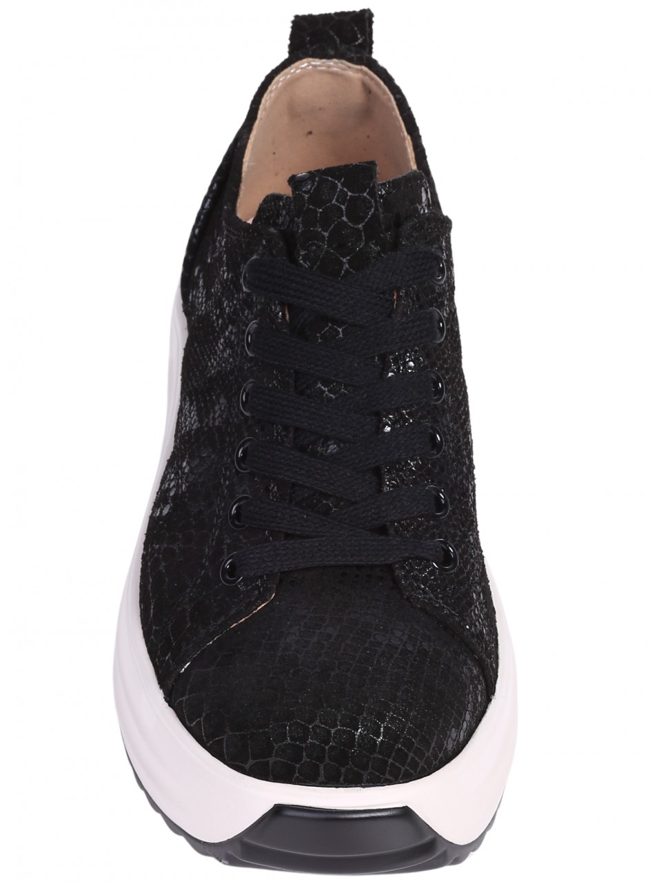 Ежедневни дамски обувки на платформа от естествен велур в черно  3AF-26015 black