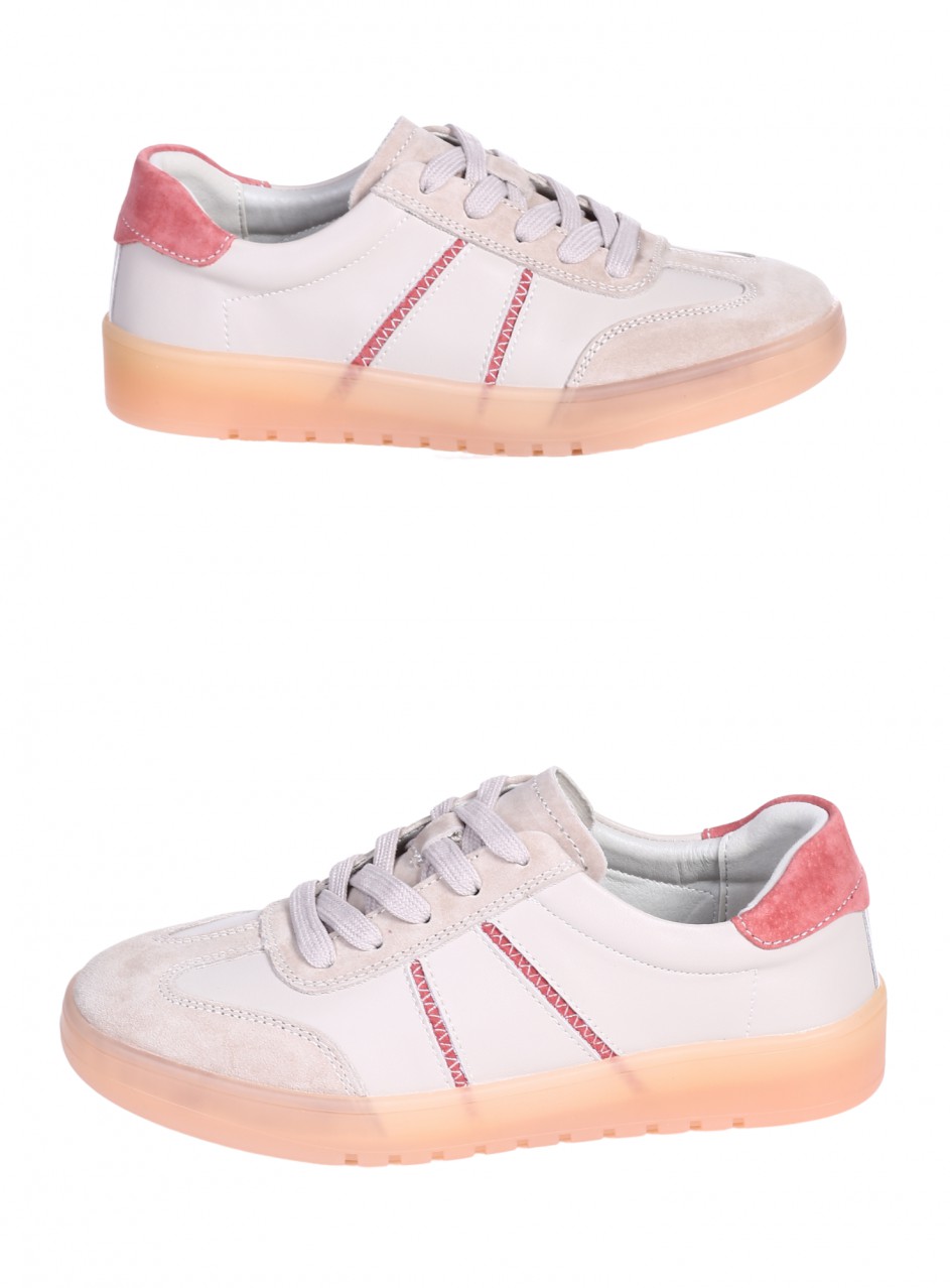 Ежедневни дамски обувки от естествена кожа в бежов цвят 3AF-26016 beige