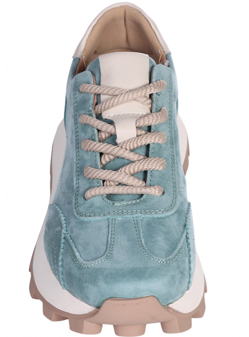 Ежедневни дамски обувки на платформа от естествен велур в зелено 3AF-26017 green