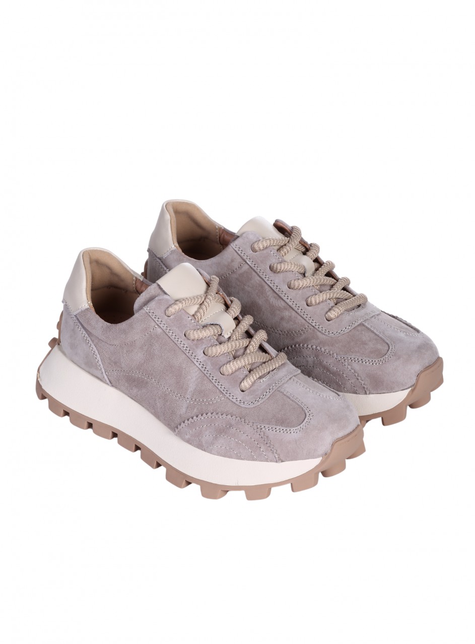 Ежедневни дамски обувки на платформа от естествен велур в бежово 3AF-26017 beige