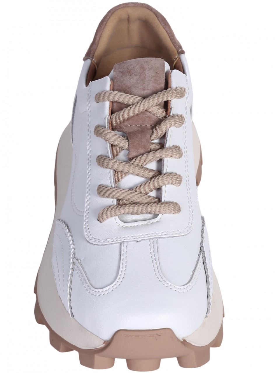 Ежедневни дамски обувки на платформа от естествена кожа в бяло 3AF-26017 white