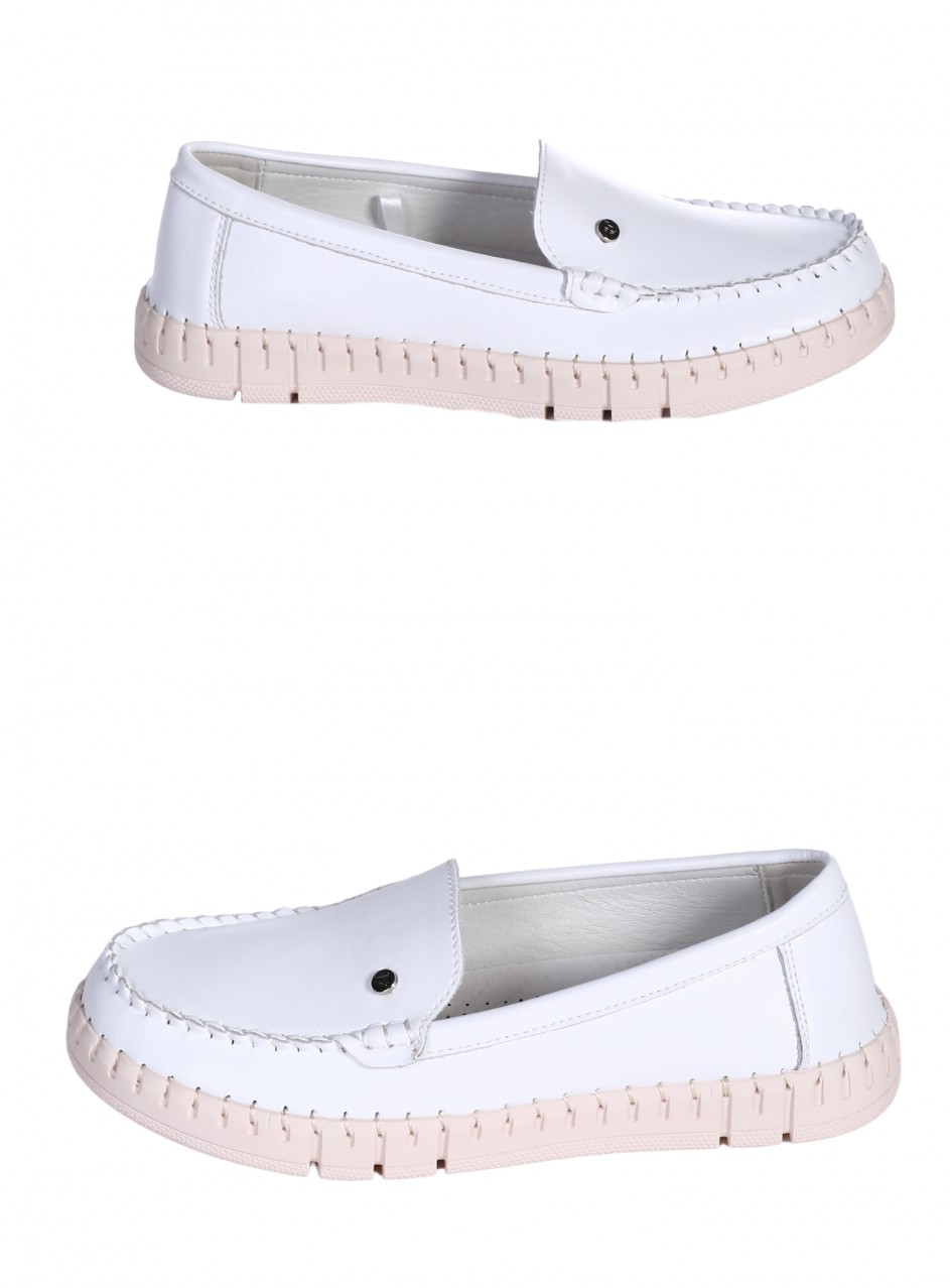 Ежедневни дамски мокасини от естествена кожа 3AF-26023 white