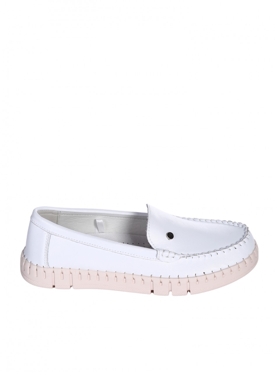 Ежедневни дамски мокасини от естествена кожа 3AF-26023 white