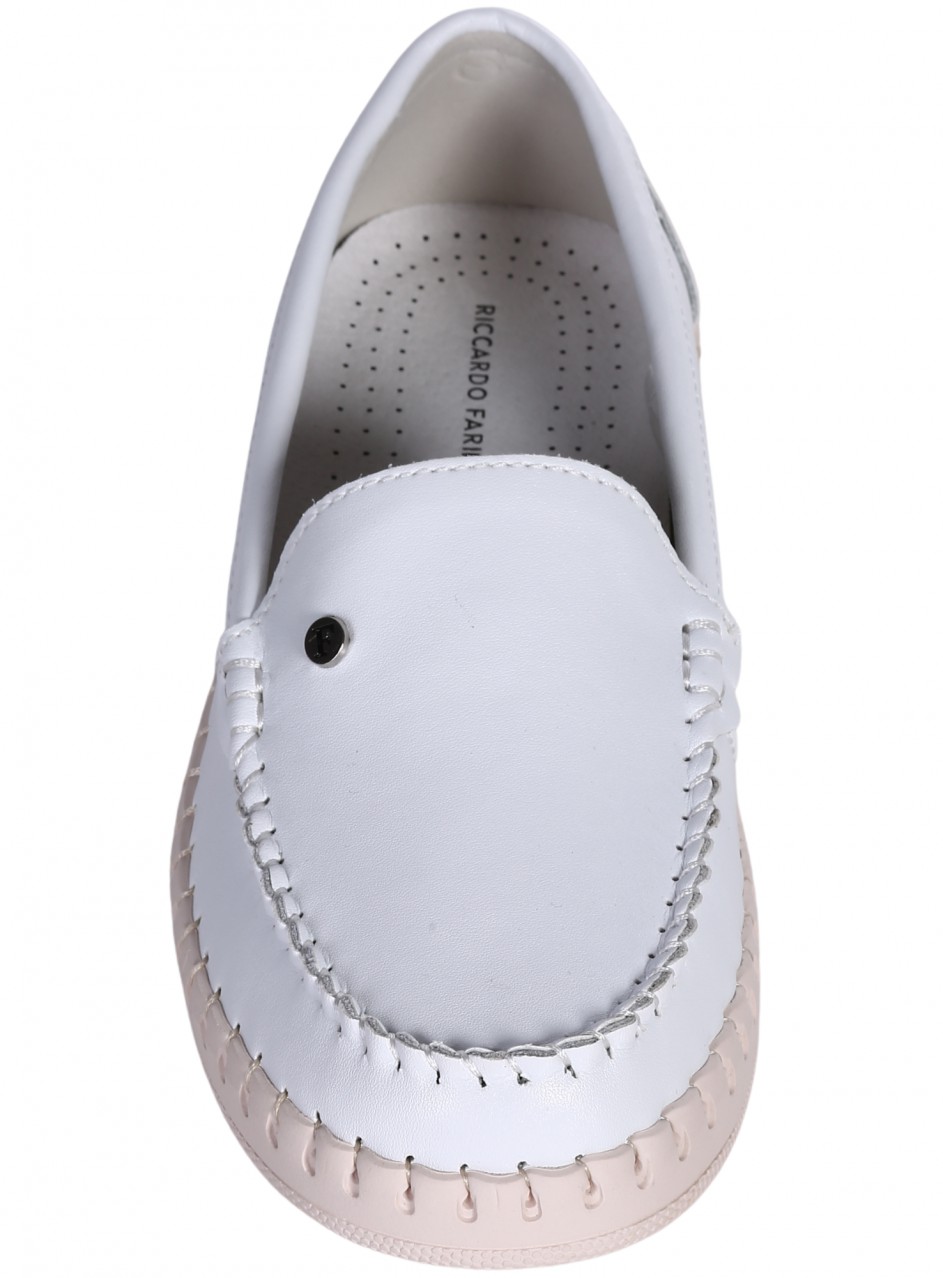 Ежедневни дамски мокасини от естествена кожа 3AF-26023 white