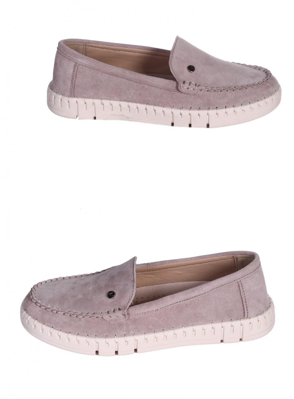 Ежедневни дамски мокасини от естествен велур 3AF-26023 beige