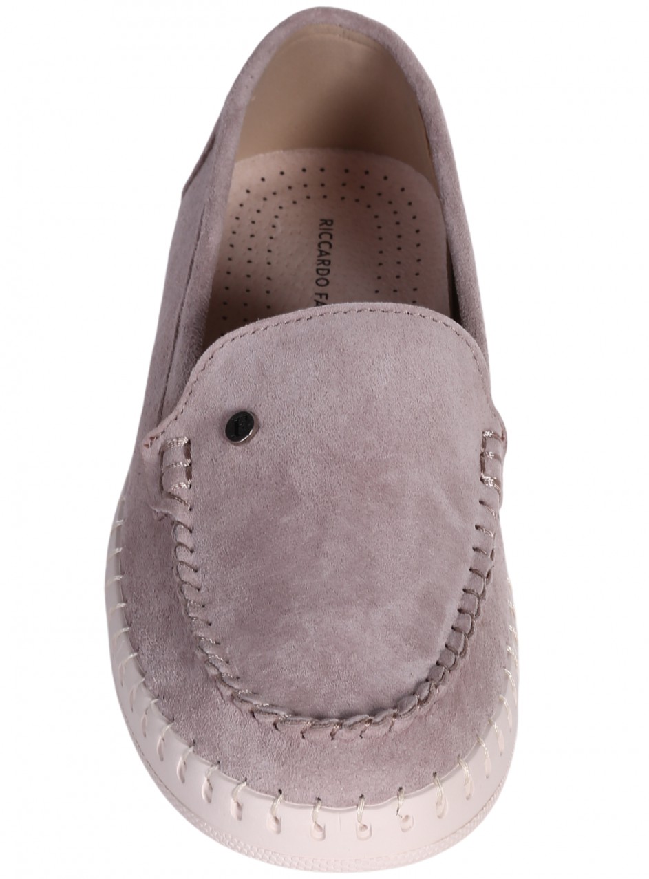 Ежедневни дамски мокасини от естествен велур 3AF-26023 beige