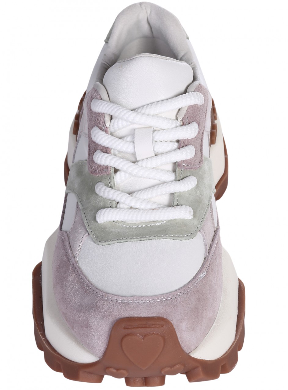 Ежедневни дамски обувки на платформа от естествена кожа 3AF-26026 white/beige/lt.green