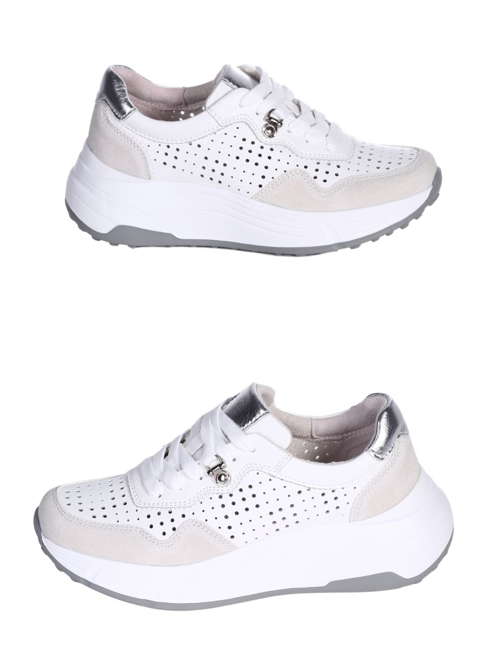 Ежедневни дамски обувки на платформа от естествена кожа 3AF-26028 white