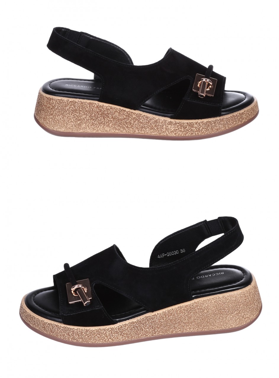 Ежедневни дамски сандали на платформа от естествен велур 4AF-26030 black