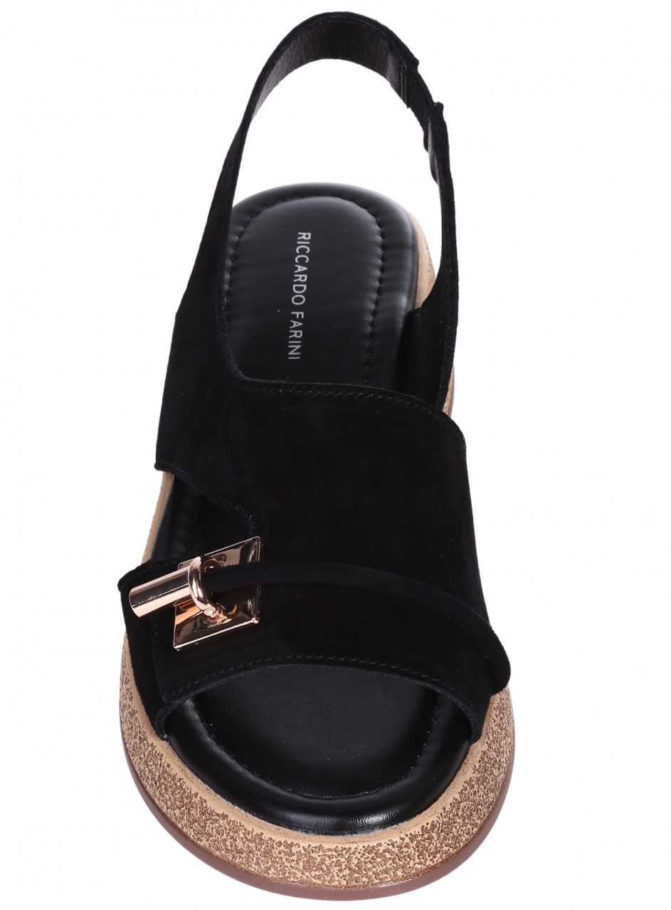 Ежедневни дамски сандали на платформа от естествен велур 4AF-26030 black