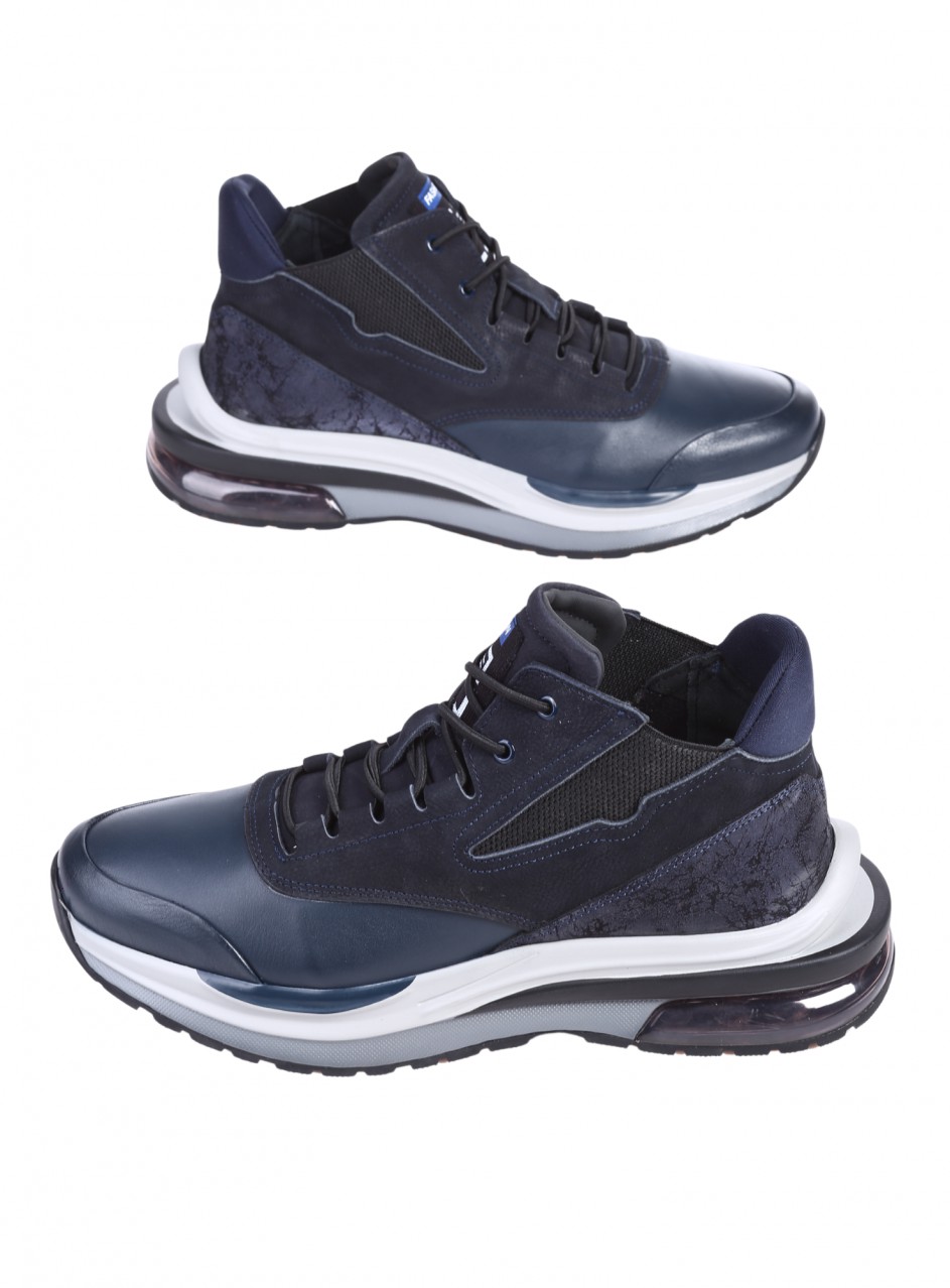 Ежедневни мъжки боти от естествена кожа в цвят navy 152-16062 L1 navy