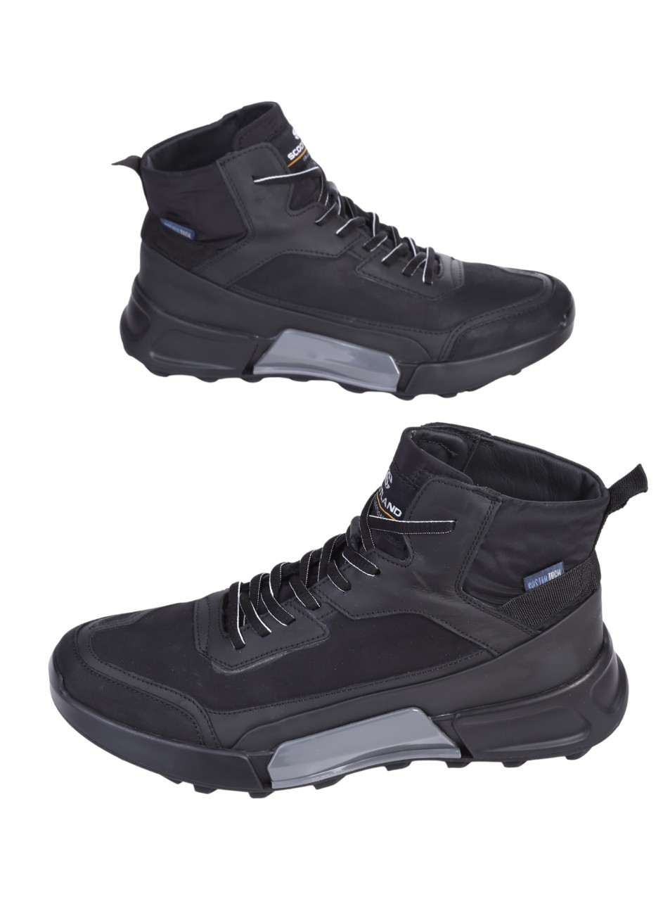 Ежедневни олекотени мъжки боти от естествена кожа и набук 152-18486 S1 black 