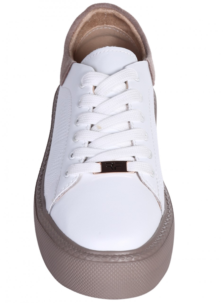 Ежедневни дамски обувки на платформа от естествена кожа в бяло 3AF-26020 white