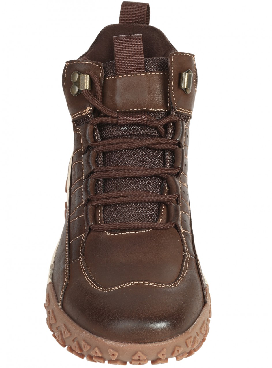 Ежедневни мъжки боти от естествена кожа и текстил 6AF-25628 coffee