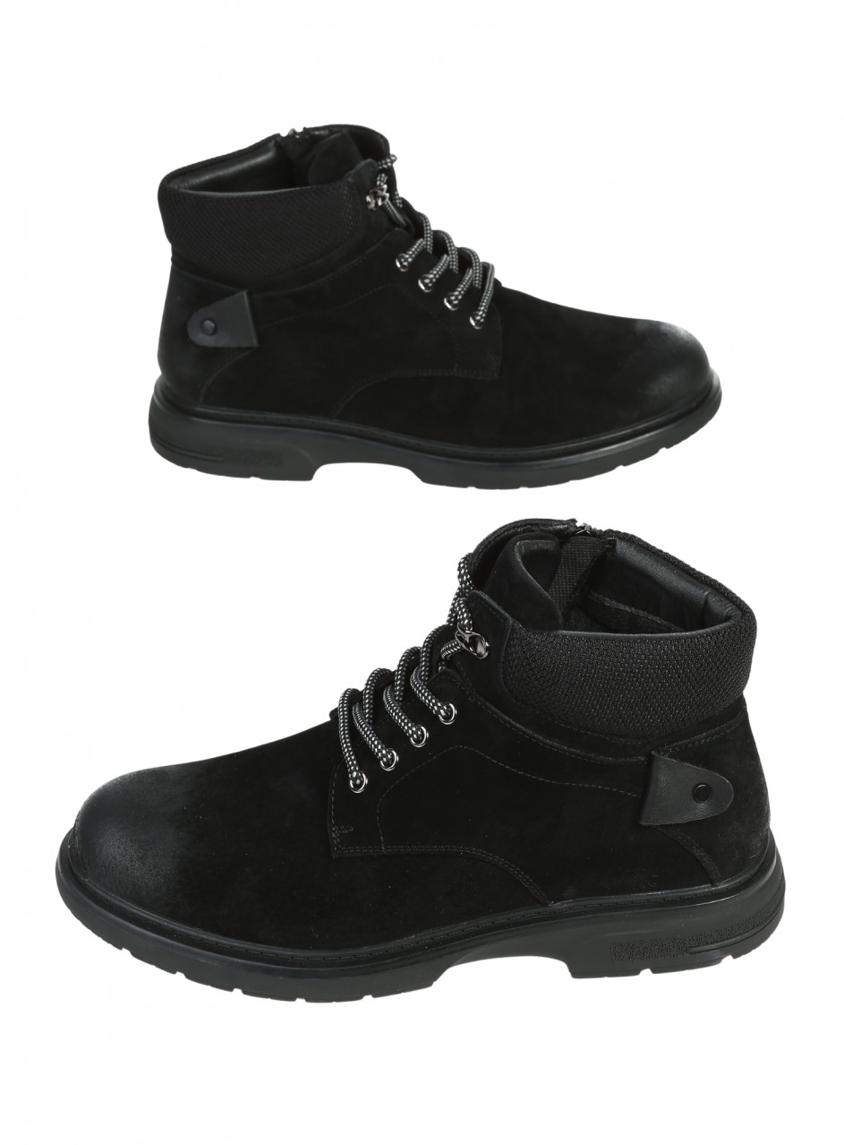Ежедневни мъжки боти от набук и текстил 6AF-25631 black