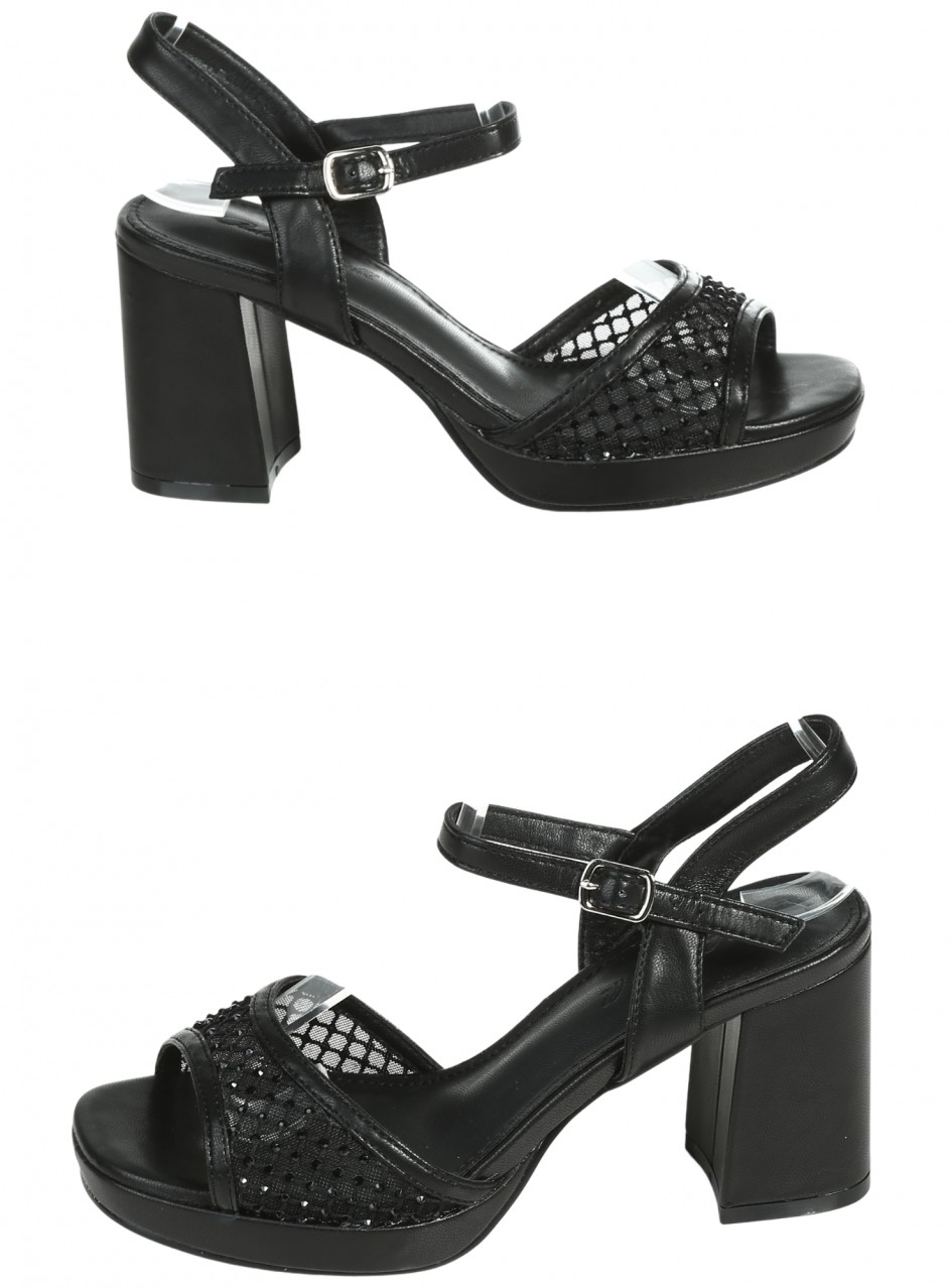 Ежедневни дамски сандали на платформа от еко кожа в черно 4C-26077 black