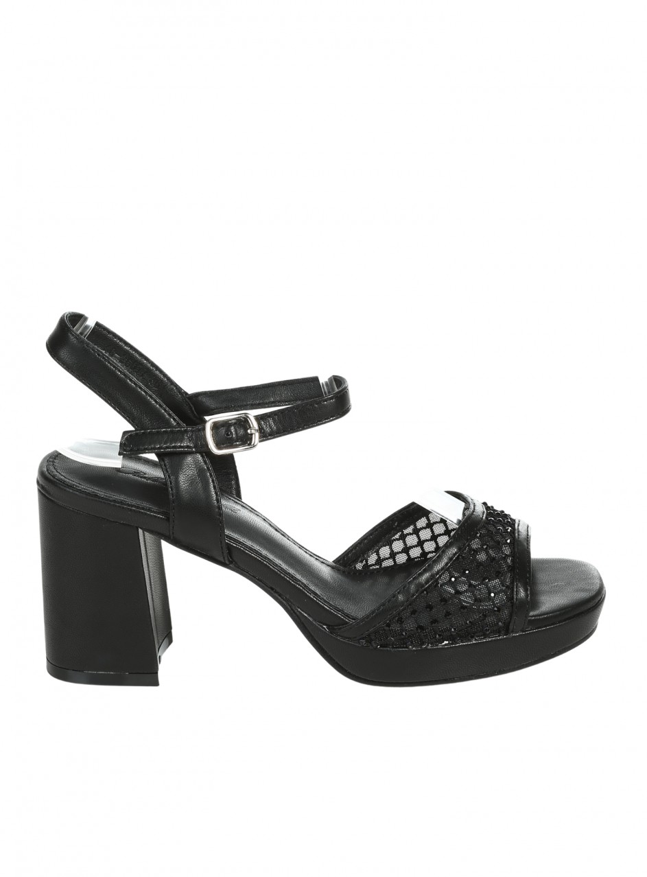 Ежедневни дамски сандали на платформа от еко кожа в черно 4C-26077 black