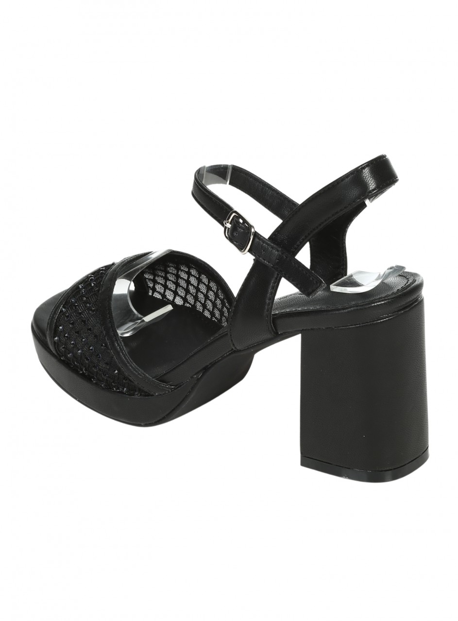 Ежедневни дамски сандали на платформа от еко кожа в черно 4C-26077 black