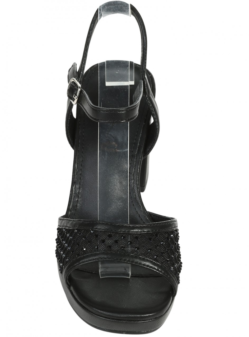 Ежедневни дамски сандали на платформа от еко кожа в черно 4C-26077 black