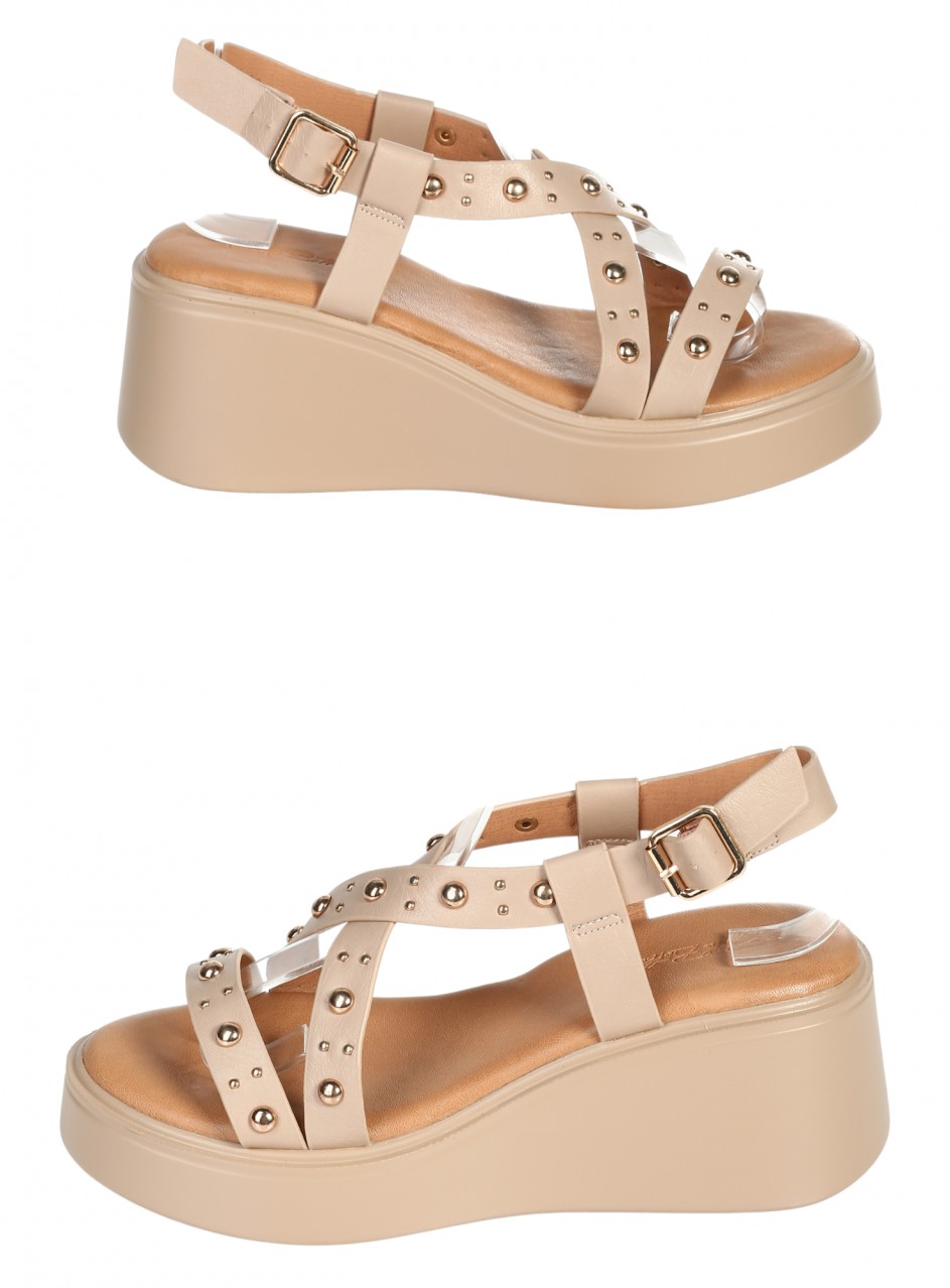 Ежедневни дамски сандали на платформа от еко кожа 4C-26080 beige
