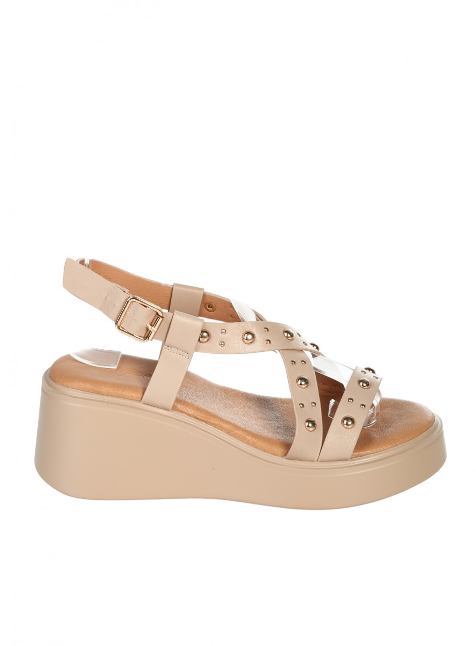 Ежедневни дамски сандали на платформа от еко кожа 4C-26080 beige