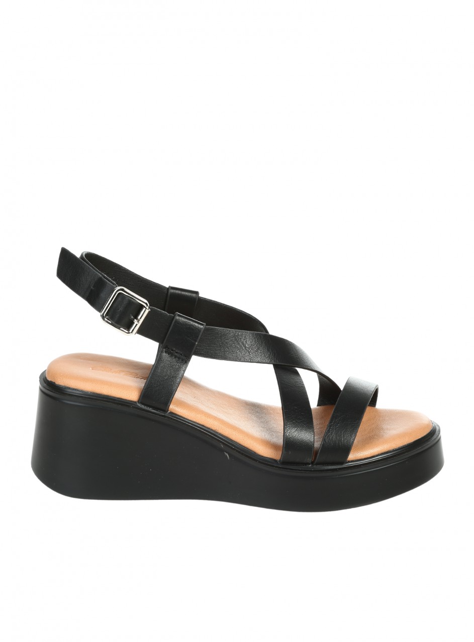 Ежедневни дамски сандали на платформа от еко кожа 4C-26080 black