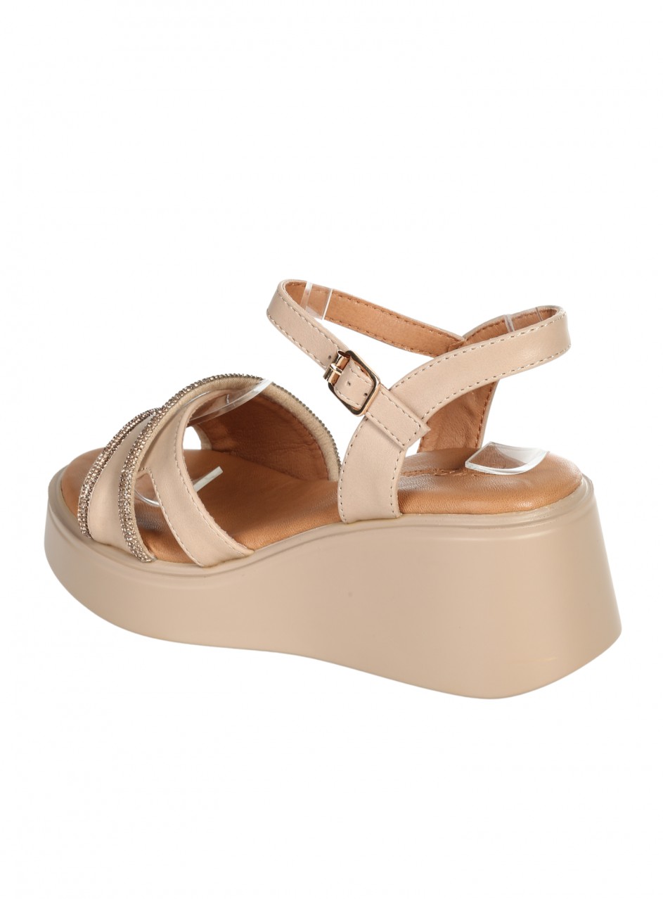Ежедневни дамски сандали на платформа от еко кожа  4C-26081 beige