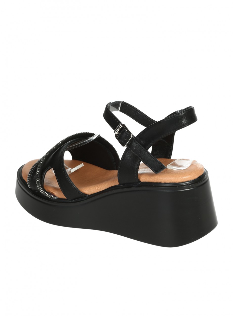 Ежедневни дамски сандали на платформа от еко кожа  4C-26081 black