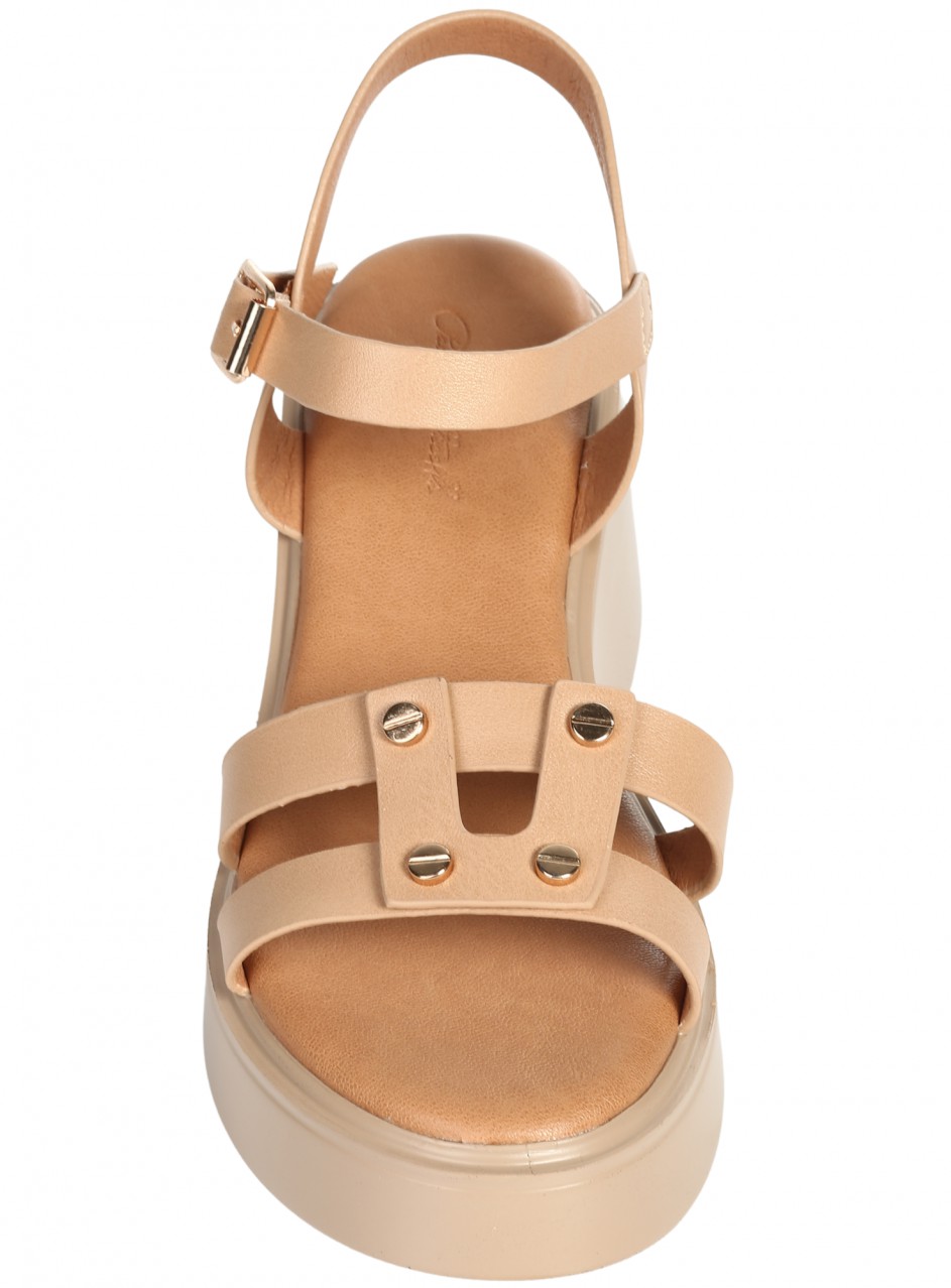 Ежедневни дамски сандали на платформа от еко кожа 4C-26082 beige