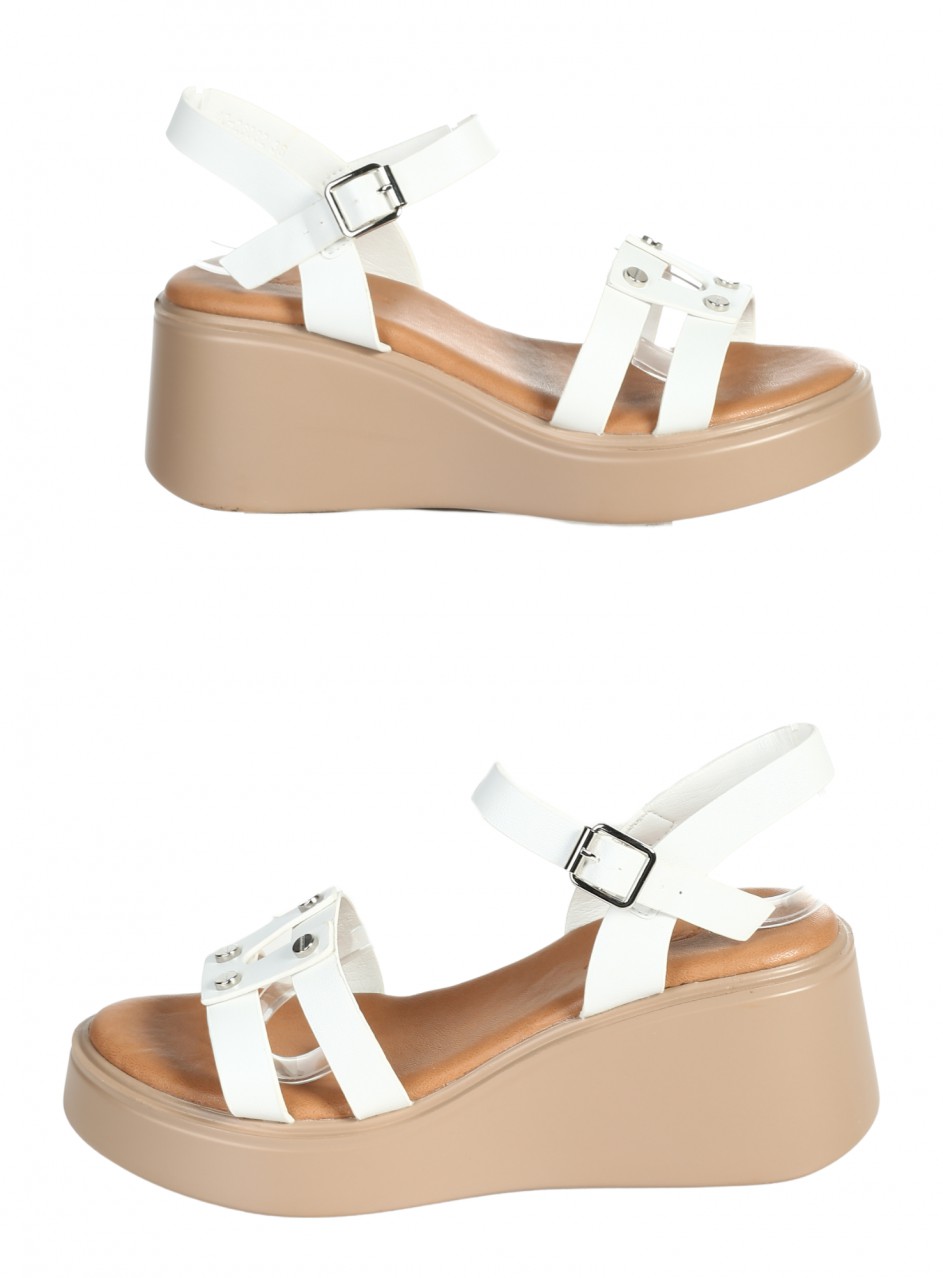 Ежедневни дамски сандали на платформа от еко кожа  4C-26082 white