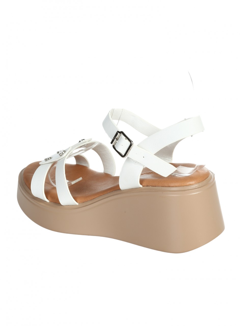 Ежедневни дамски сандали на платформа от еко кожа  4C-26082 white