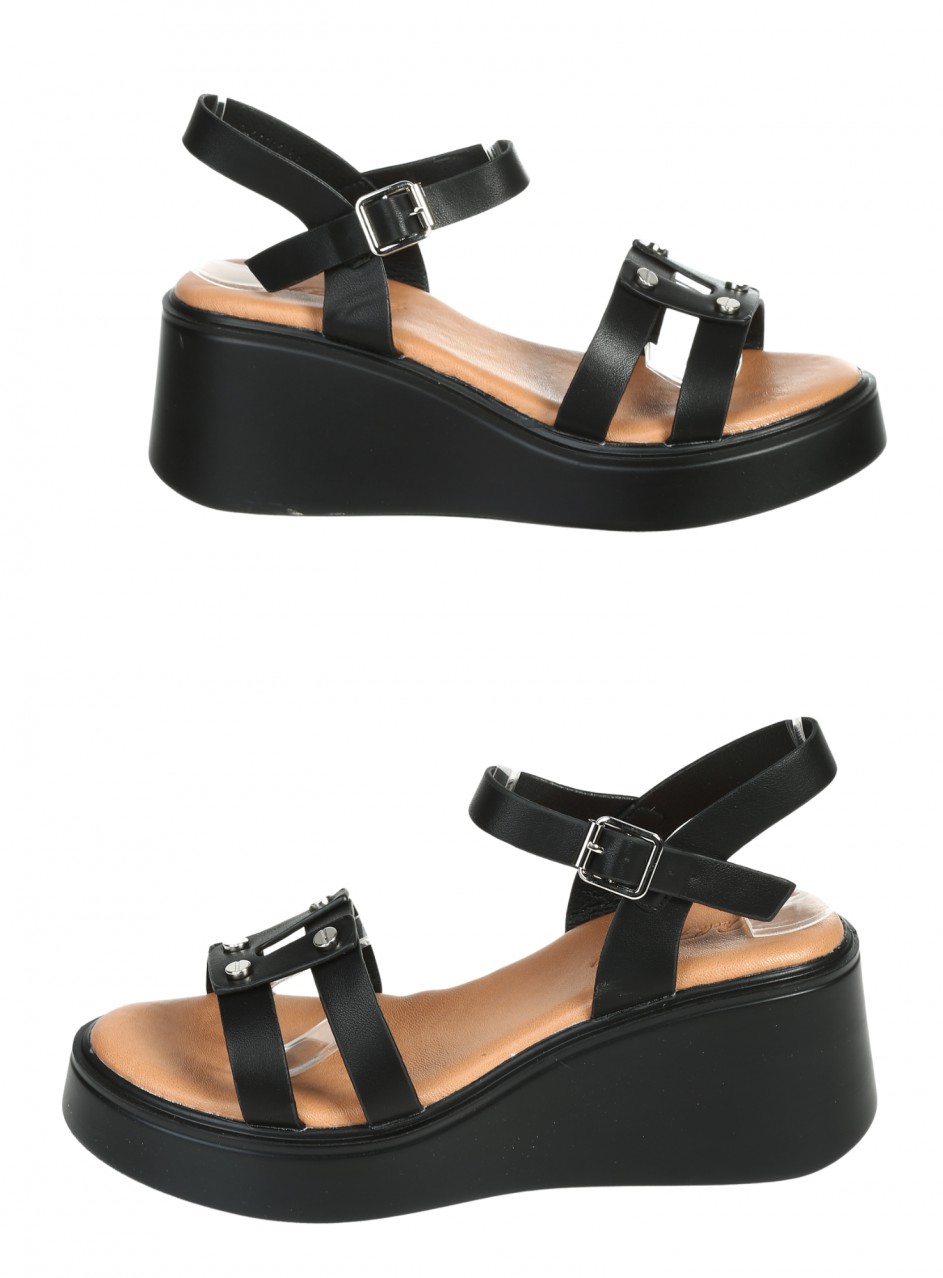 Ежедневни дамски сандали на платформа от еко кожа  4C-26082 black