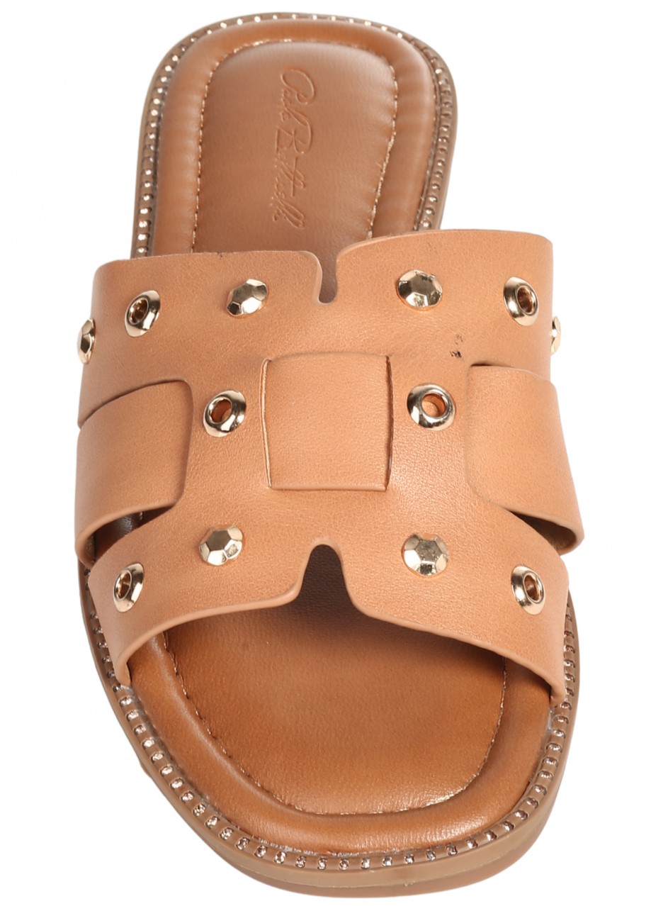 Ежедневни дамски чехли от еко кожа в черно 5C-26083 beige