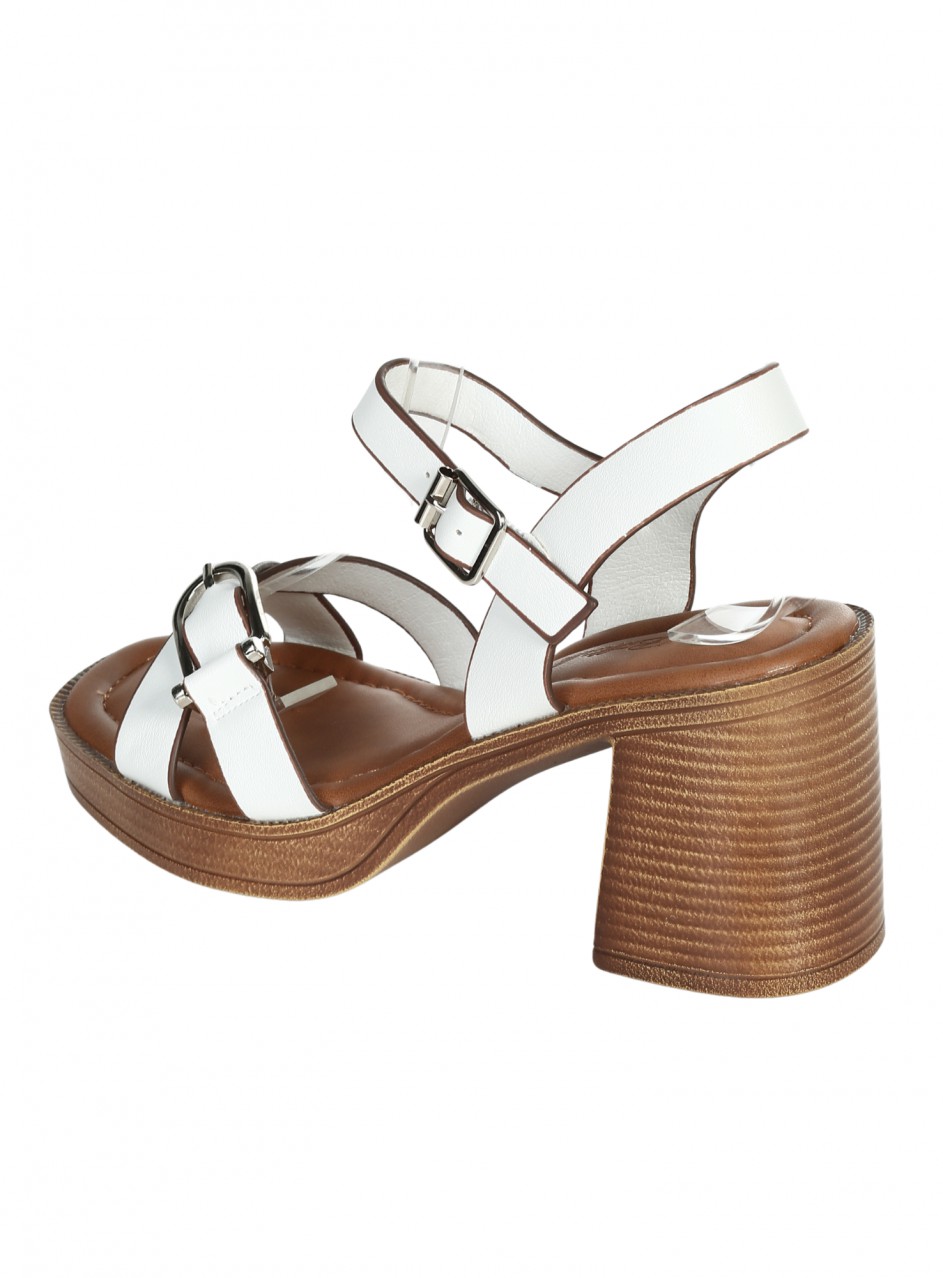 Ежедневни дамски сандали на ток от еко кожа  4C-26084 white