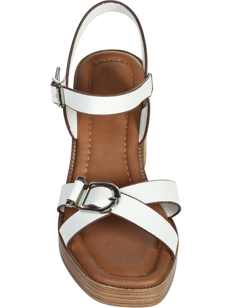 Ежедневни дамски сандали на ток от еко кожа  4C-26084 white