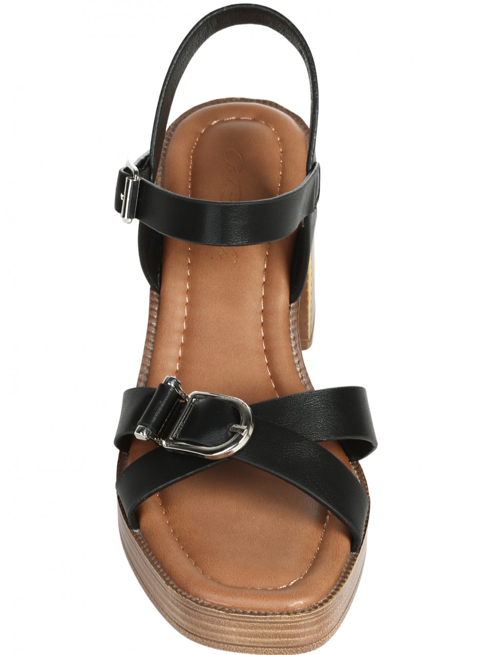 Ежедневни дамски сандали на ток от еко кожа 4C-26084 black