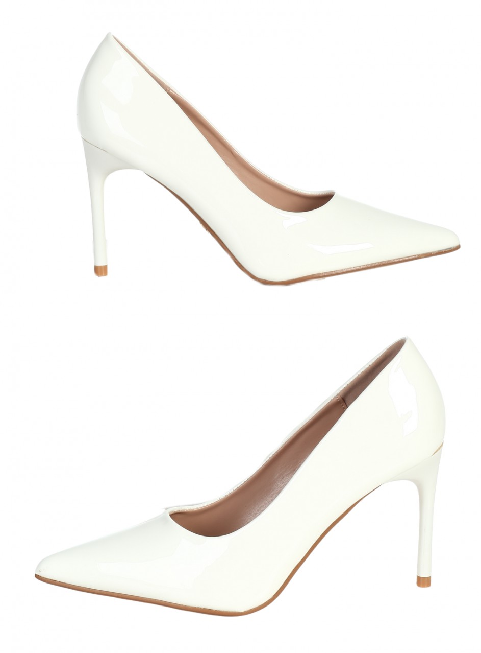 Елегантни дамски обувки, на висок ток в бяло 3M-26052 white