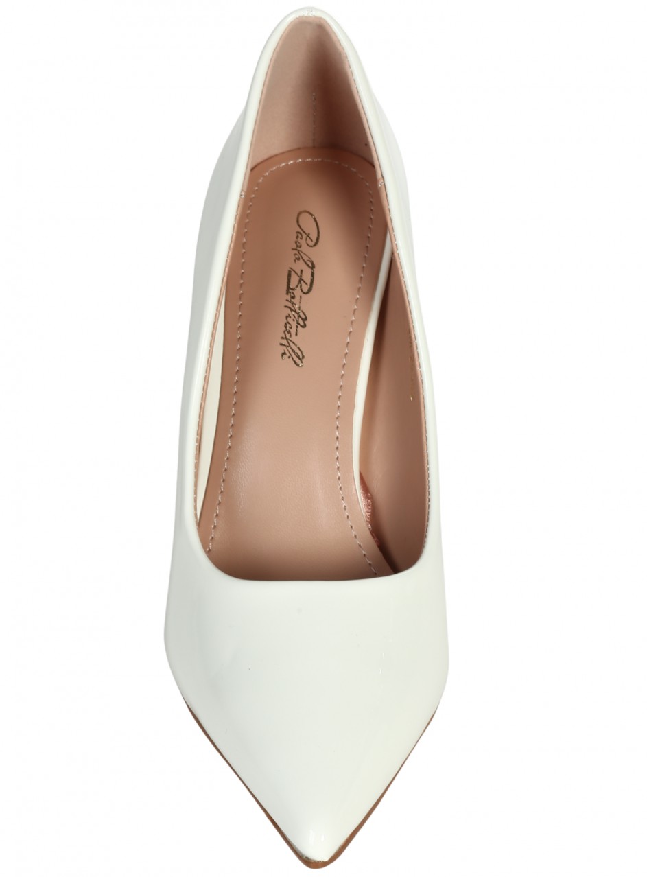 Елегантни дамски обувки, на висок ток в бяло 3M-26052 white