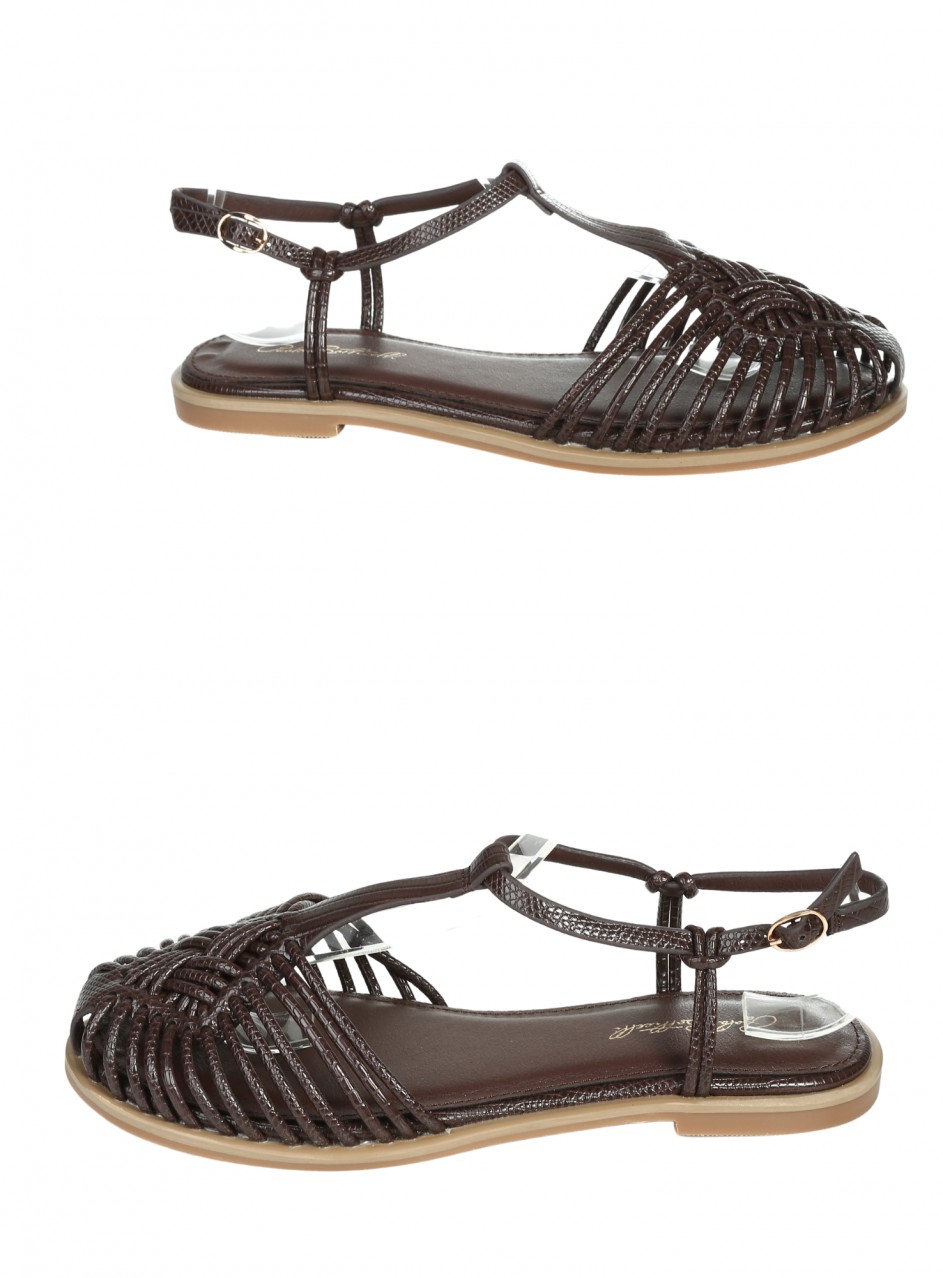 Ежедневни равни дамски сандали 3M-26055 brown