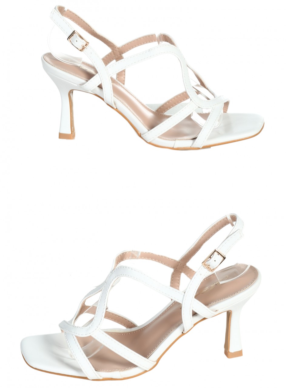 Ежедневни дамски сандали на ток в бяло 4M-26059 white