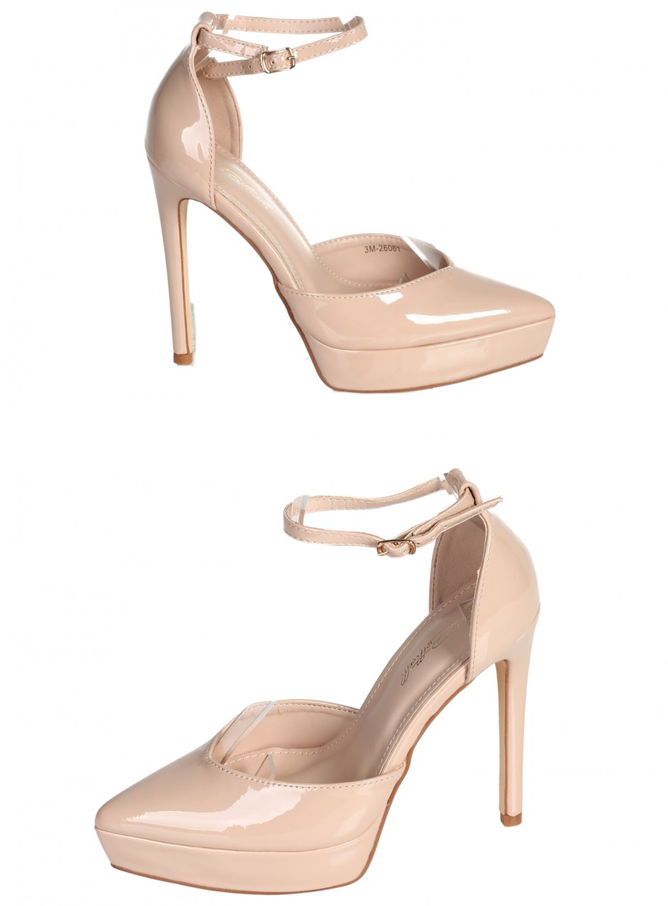 Елегантни дамски обувки на висок ток 3M-26061 beige