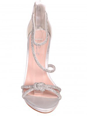 Елегантни дамски сандали на висок ток в сребристо 4M-26036 silver (24043)(23021)(25031)