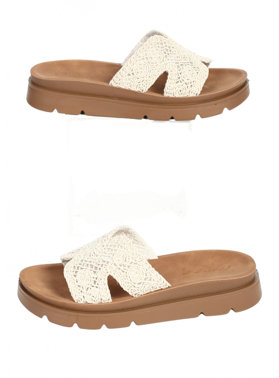 Ежедневни дамски чехли в бежово 5C-26079 off white