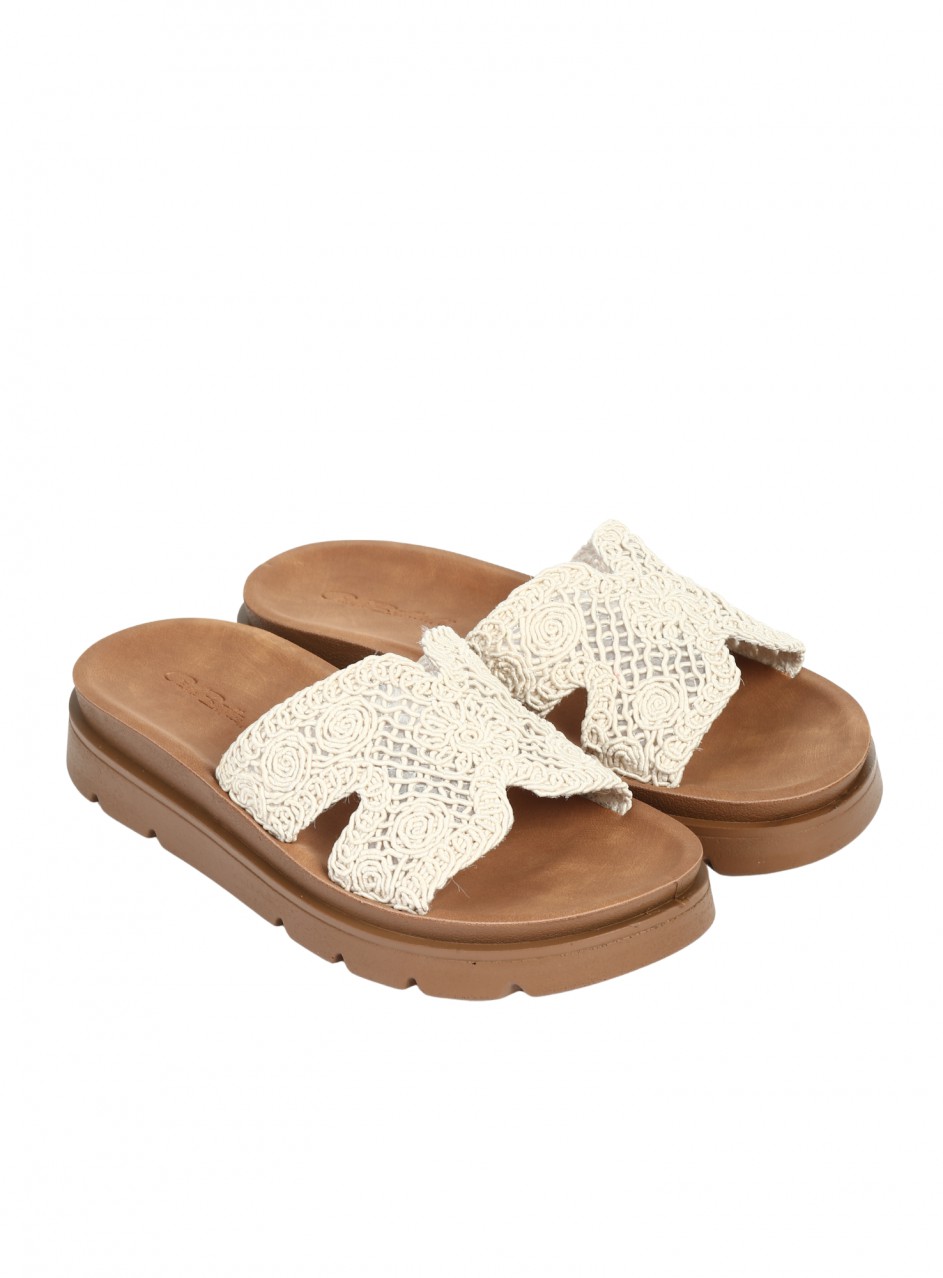 Ежедневни дамски чехли в бежово 5C-26079 off white