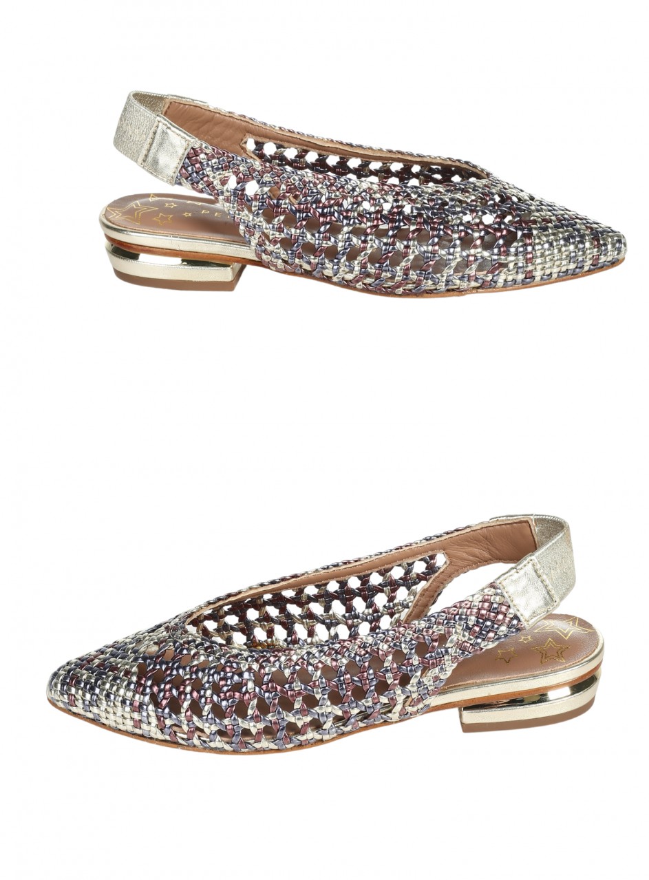 Eжедневни дамски обувки от естествена кожа, с перфорации, в лилаво 14551 multi rojo/azu