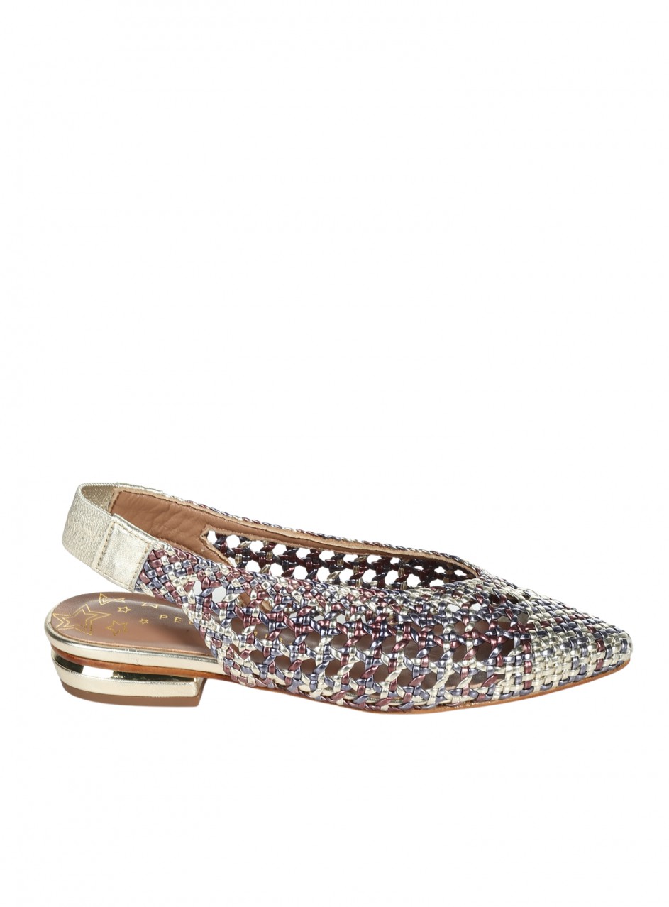 Eжедневни дамски обувки от естествена кожа, с перфорации, в лилаво 14551 multi rojo/azu