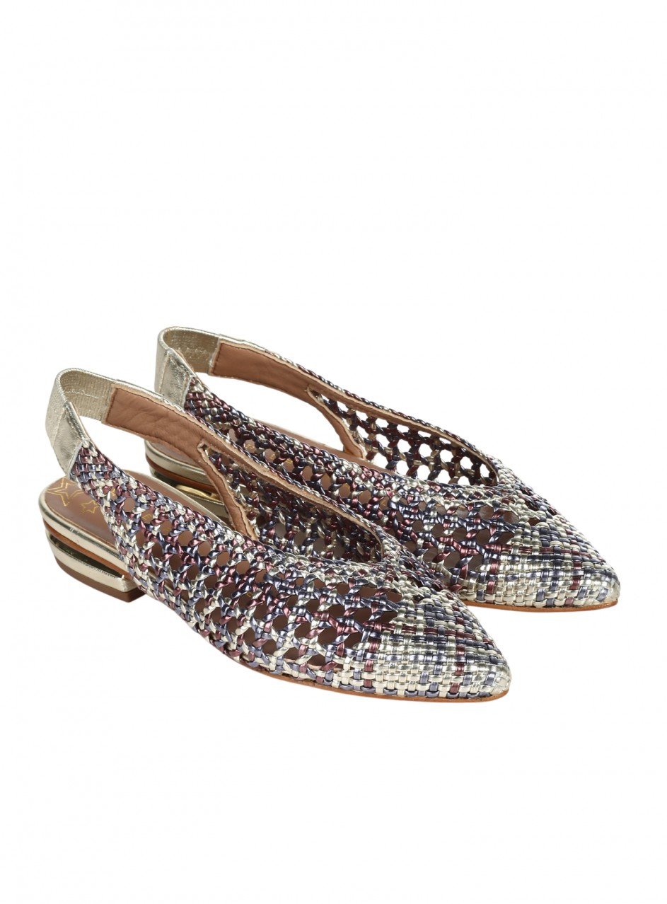 Eжедневни дамски обувки от естествена кожа, с перфорации, в лилаво 14551 multi rojo/azu